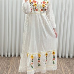 پیراهن گلدوزی هندی بلند SH7581 - pooshmosh گرگان